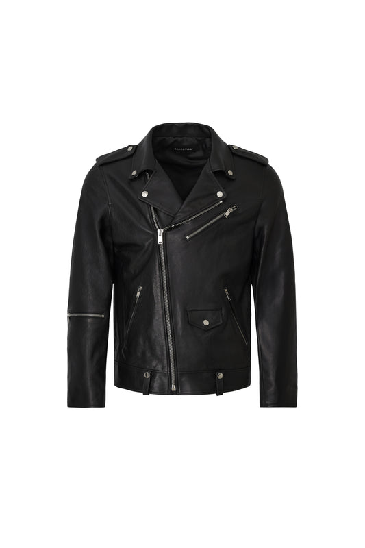 BLACK LEATHER TATTOO JACKET
